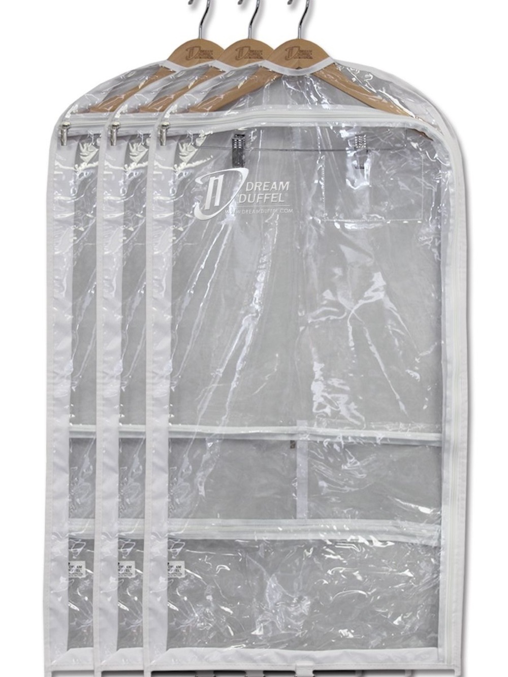 Clear Garment Bags with White Trim - Set of 1